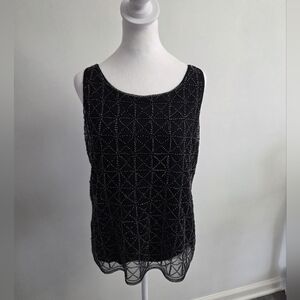 NWT Chico's Embellished Mesh Lined Sleeveless Blouse Sz. 0 (4-6)